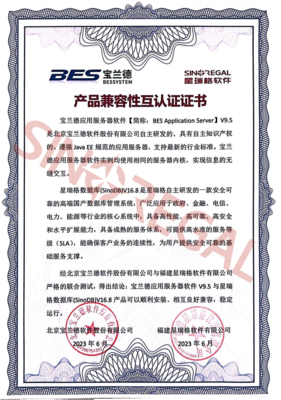 星瑞格數據庫與寶蘭德應用服務器完成產品兼容互認證，共筑國產化應用軟件服務新生態